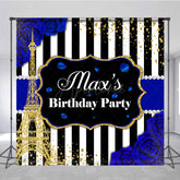 Aperturee Aperturee Glitter Blue Elegant Custom Name Birthday Backdrop